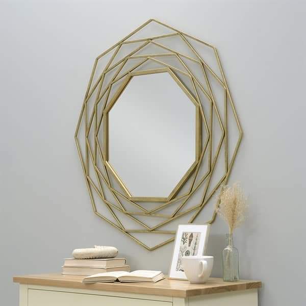 PC Home Decor | Large Octagon Wall Mirror, Gold