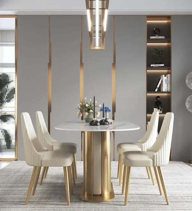 Oval Dinning Table With 6 Elegant Chairs