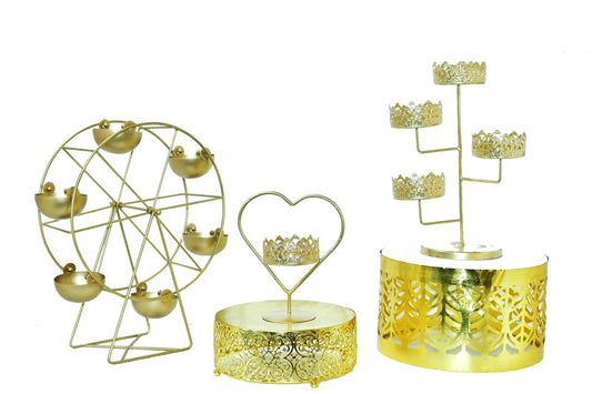 PC Home Decor | 3 piece Cup Cake Stand Combo, Gold