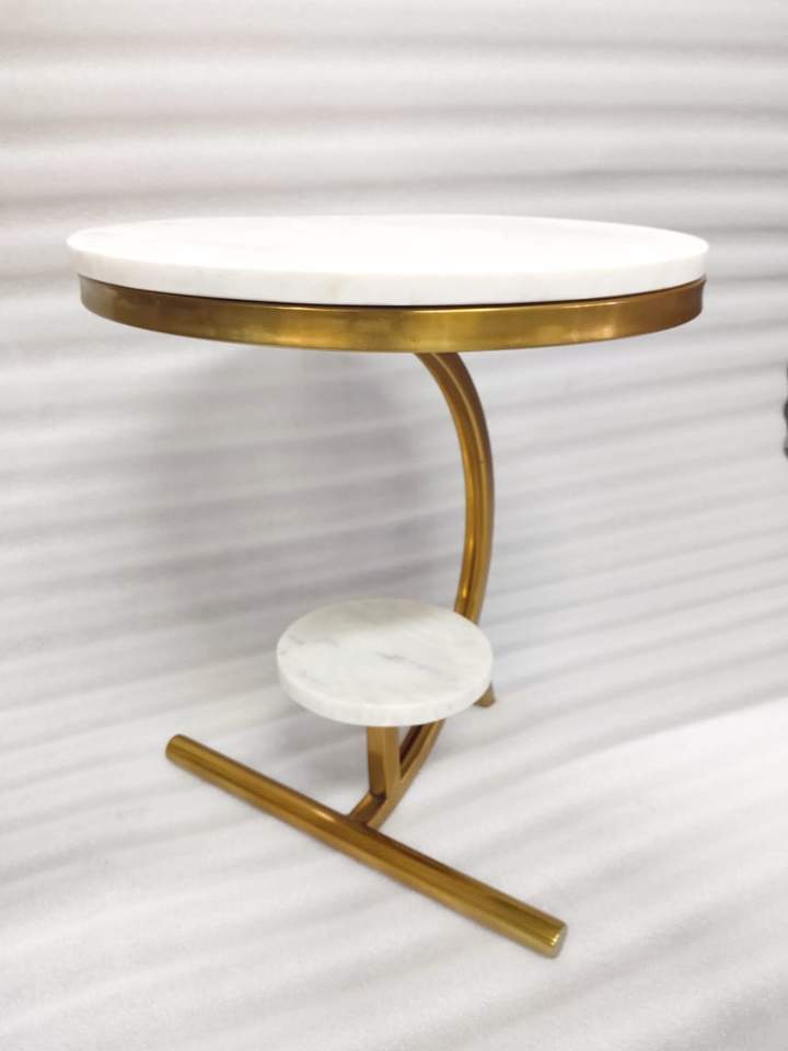 PC Home Decor | Golden Coffee Table, White and Gold