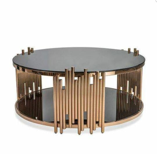 PC Home Decor | Stainless Steel Centre Table, Black and Gold