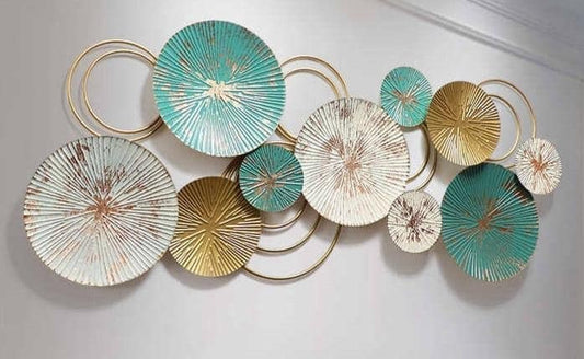 Decorative Blue, White and Gold Ring Wall Hanging Decor For Living Room