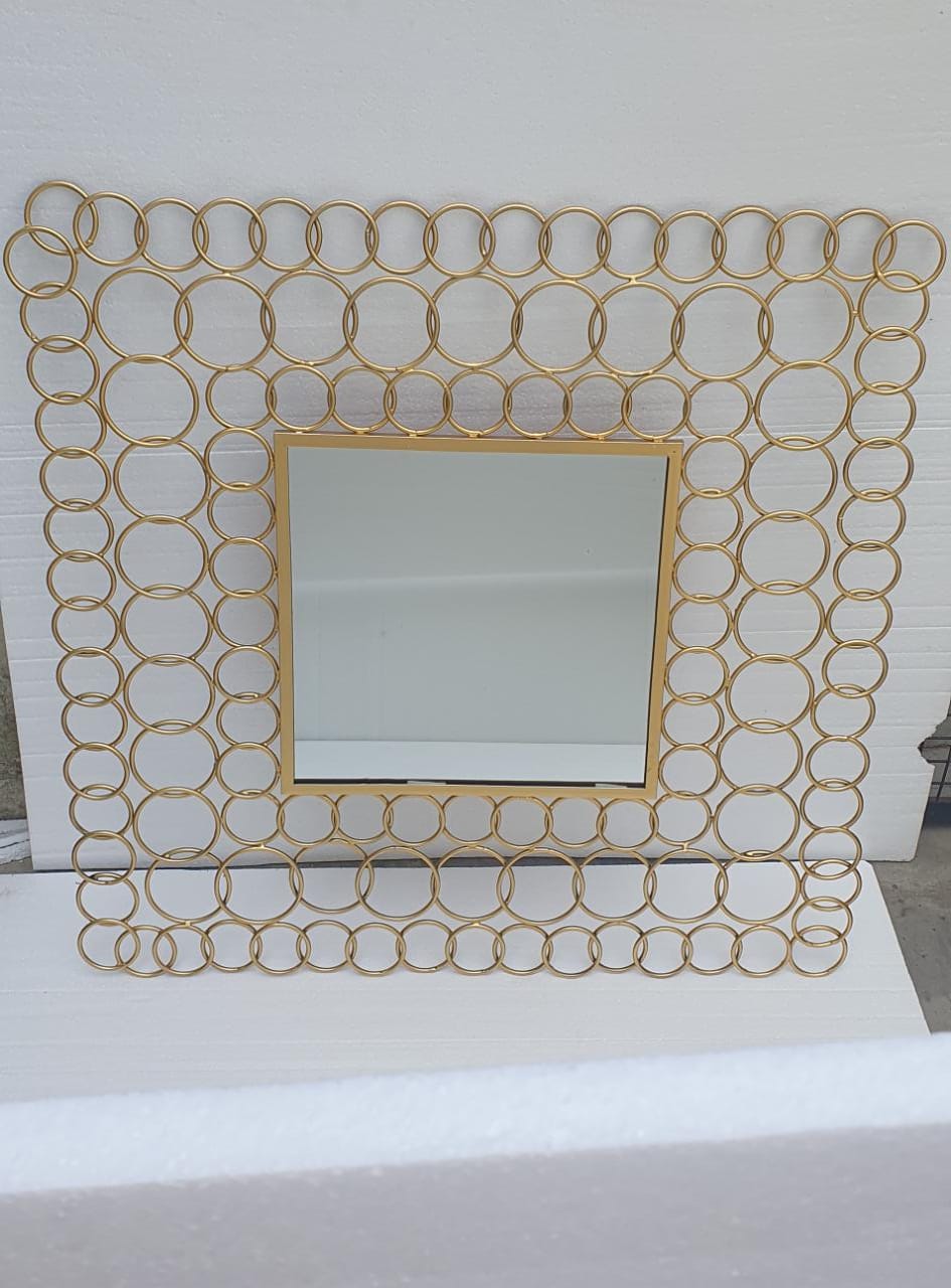 PC Home Decor | Large Golden Ring Chain Rectangle Mirror Wall Art, Gold