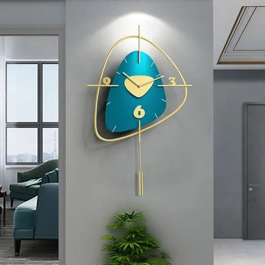 PC Home Decor | Plectrum Shaped Wall Clock, Blue and Gold