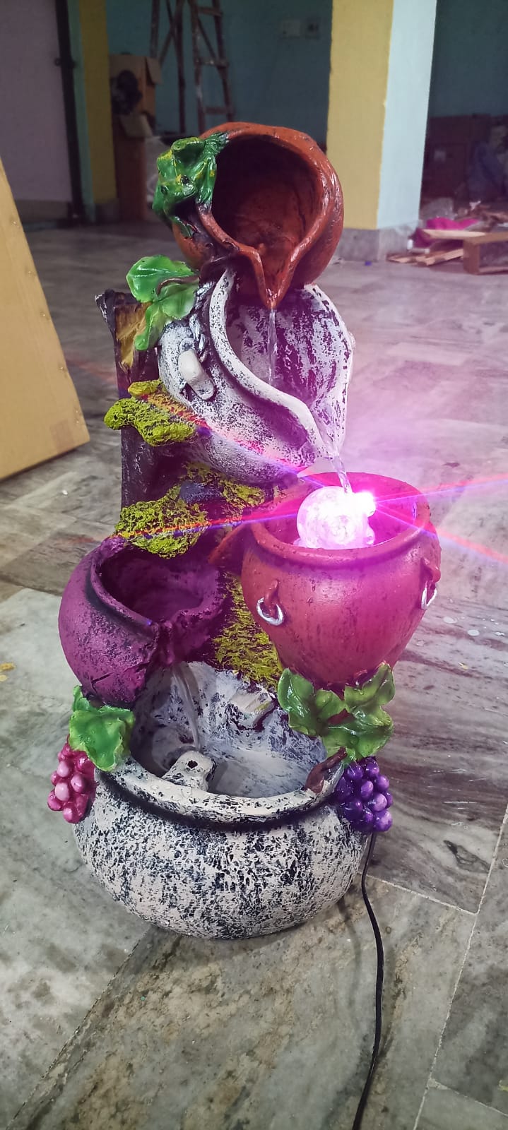 PC Home Decor | Matka Fountain with LED, Purple and White