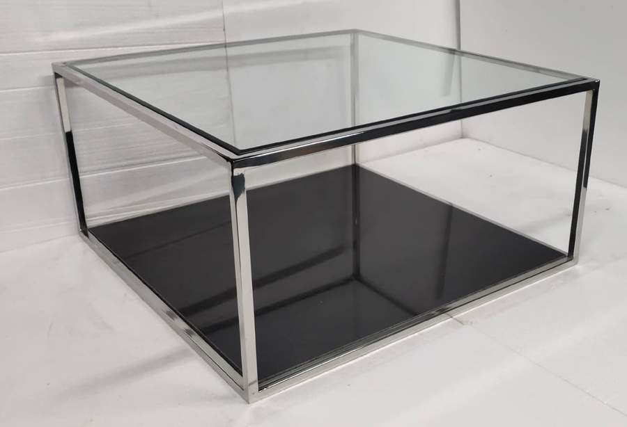 Square Center Table, Steel and Black