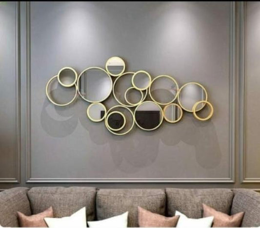 PC Home Decor | Abstract Circles Wall Mirror Decor, Gold