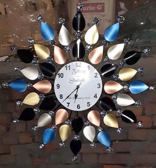 PC Home Decor | Metal Multi Leaf Clock, Blue and Bronze