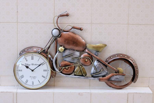 PC Home Decor | Metal Table Blue Bike Clock, Brown