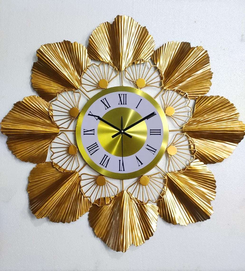 PC Home Decor | Metal Leaf Clock,Gold