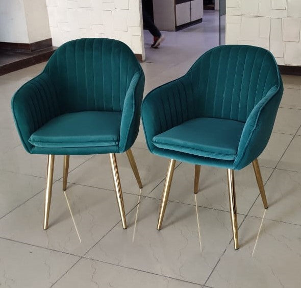 Stylish Seating Set of 2 Striped chairs, Baige and Bronze