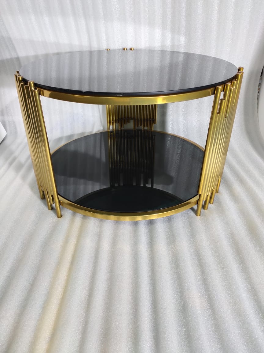 Stainless Steel Centre Table, Black and Gold