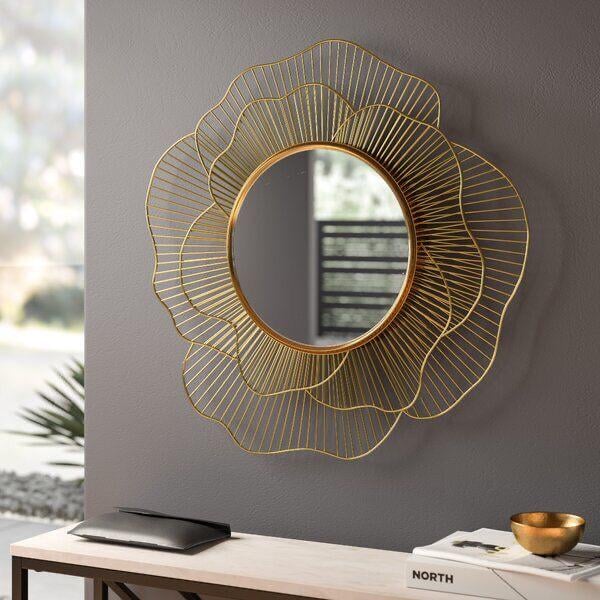 PC Home Decor | Small Abstract Sun Wall Mirror, Gold