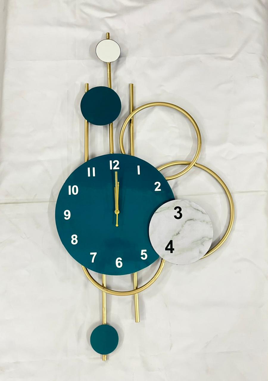 PC Home Decor | Overlapping Circles Wall Clock , Cyan & White – PC HOME ...