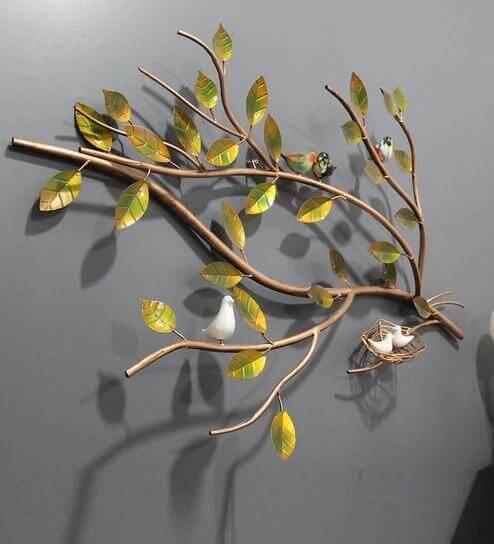 Bird Nest on Tree Wall Decor | Metal Tree Sculpture Wall Art