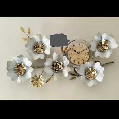 PC Home Decor | Flower White Wall Clock, White & Gold
