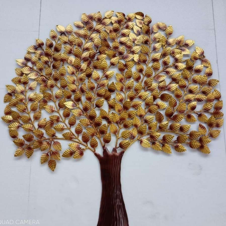 Golden and Brown Floral Tree Wall Art Decor