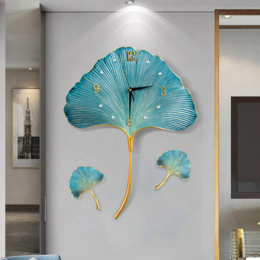 PC Home Decor | Large Leaf Wall Clock, Blue