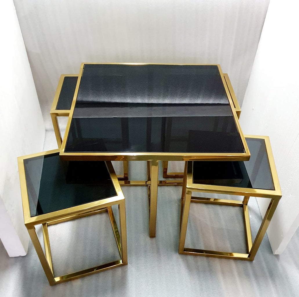 PC Home Decor | Stainless Steel Table, Black and Gold