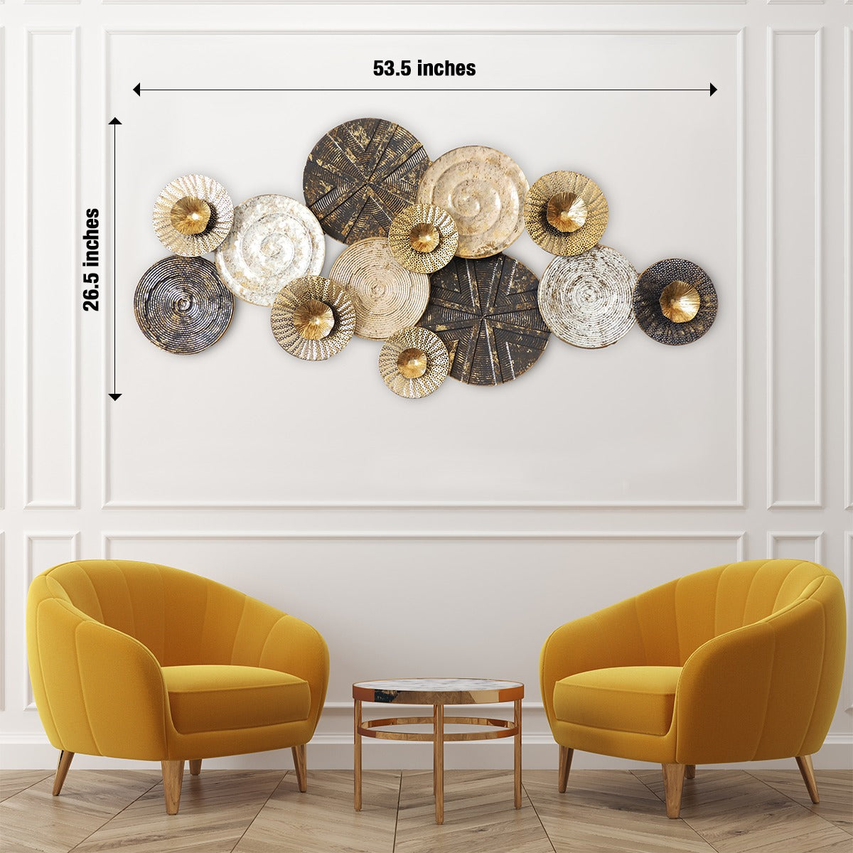 Circular Design Morocco Metal Wall Art For Living Room Home Decor - 53*25 Inch