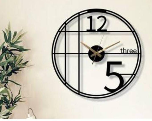 PC Home Decor | Minimal Hollow Metal Wall Clock, Black