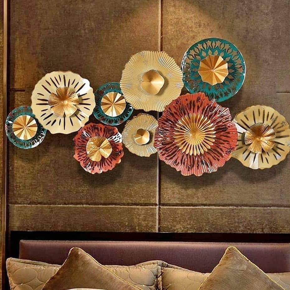 Red And Green Color Circular Metal Wall Art For Living Room, Hotel, Shopping Store, Guest Room Wall Decoration