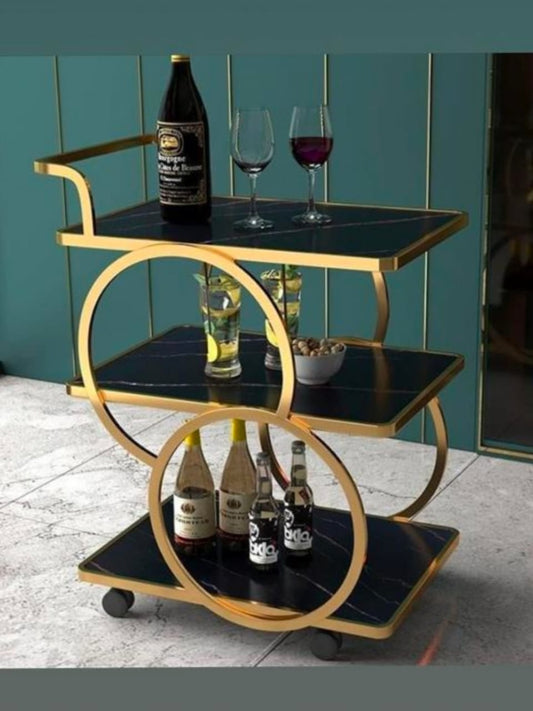 PC Home Decor |  Bar Trolly, Gold and Black