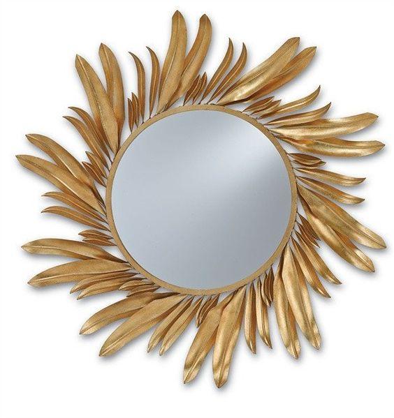 PC Home Decor | Medium Bent Golden Leaves Mirror, Gold