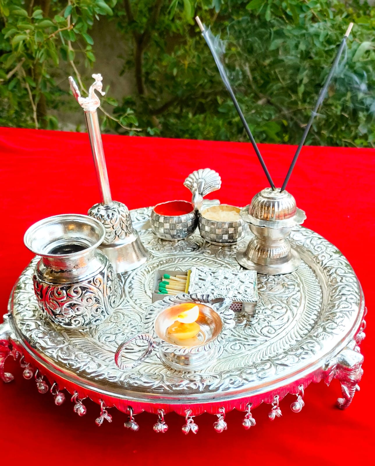 Trunk Pooja Thali- Divine Elegance for Spiritual Rituals