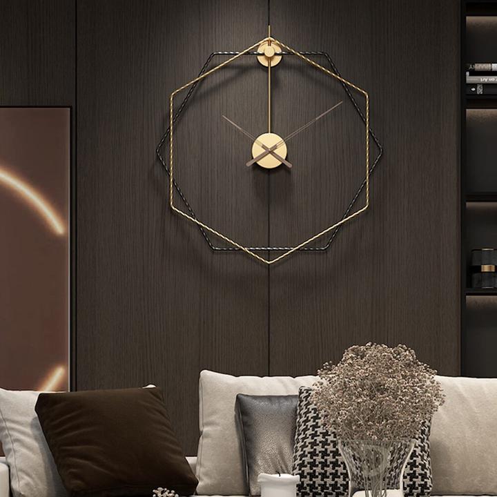 PC Home Decor | Minimal Hollow Wall Clock, Green & Gold