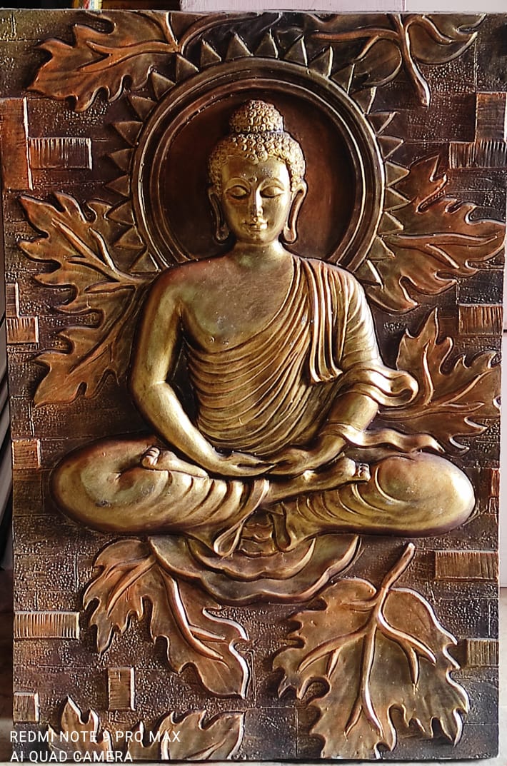 Special Wall Mounted Fibre 3D Buddha Wall Painting For Home Decoration, Bronze