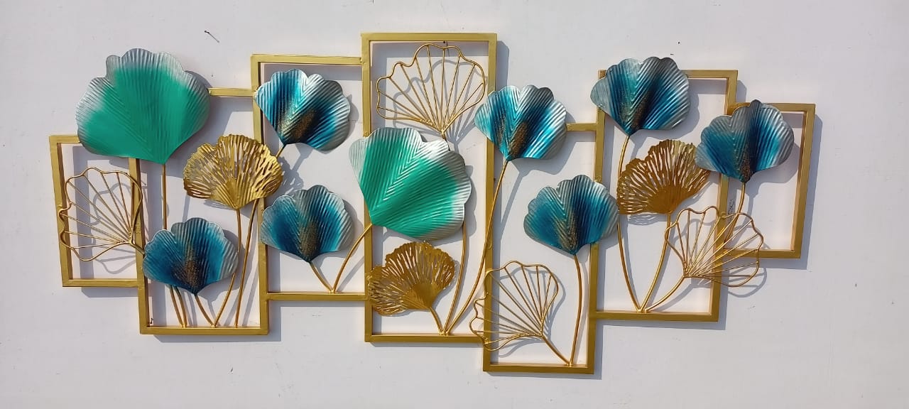 Multicolor Ginkgo Vertical Frame | Metal Leaf Wall Art