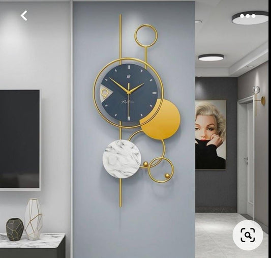 PC Home Decor | Vertical Moons Wall Clock , Grey and Gold