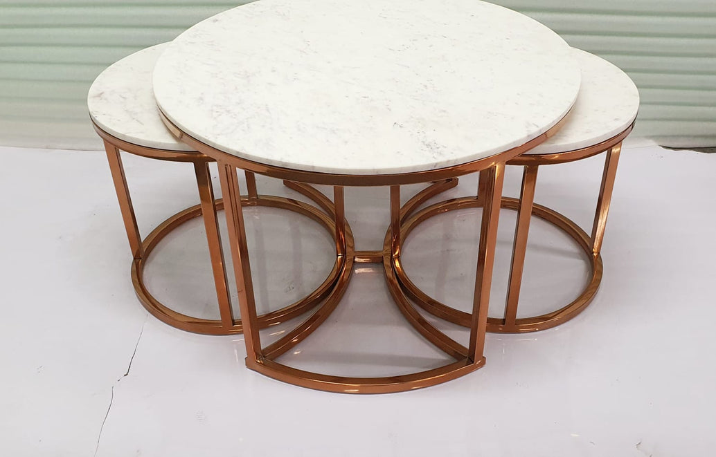 PC Home Decor | Set of 3 Rose Gold Coffee Table, Bronze