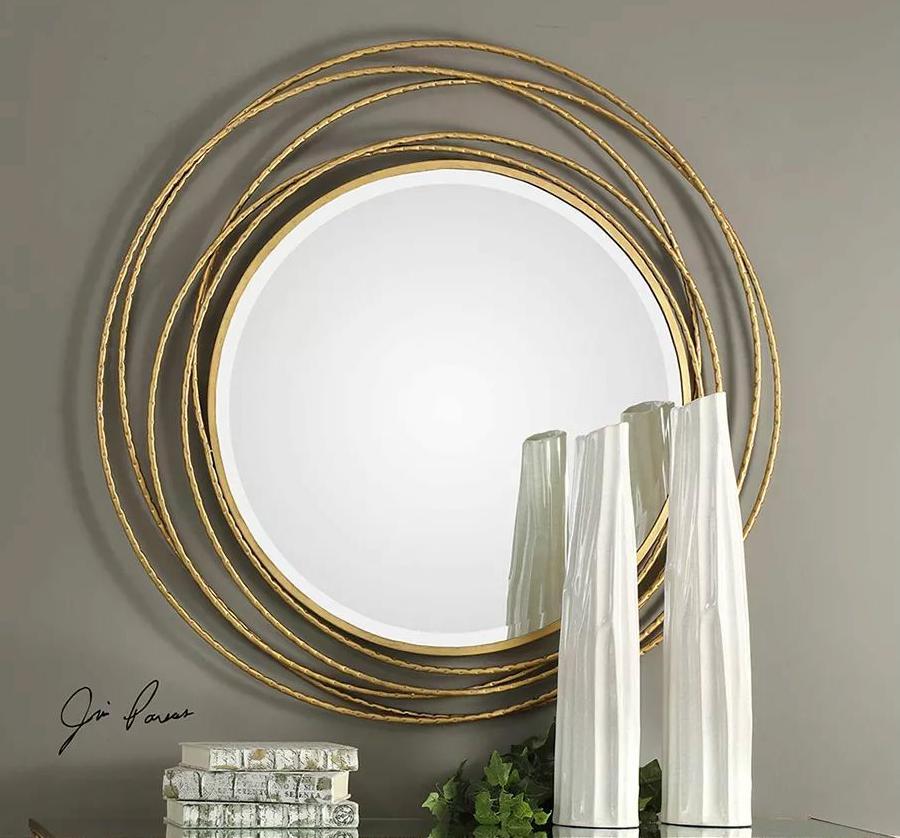 PC Home Decor | Circular Mirror Wall Art, Gold