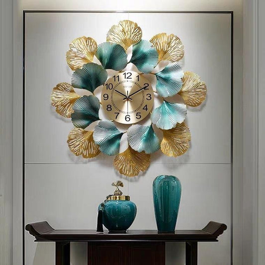 PC Home Decor | Ginkgo Leaf Clock, Gold and Green