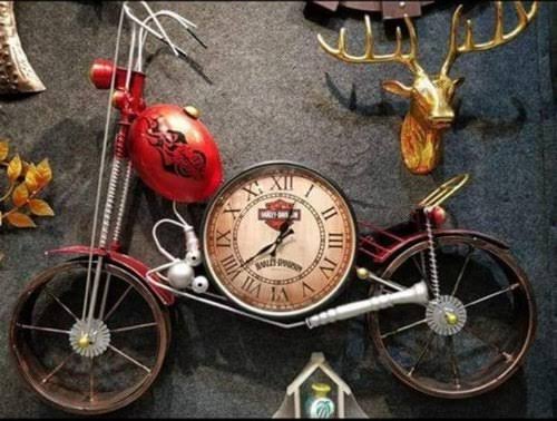 PC Home Decor | Metal Bike Wall Art, Brown and Red