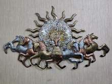 Running Seven Horse With Surya Wall Decor | Metallic 7 Horses Wall Decor With LED Light