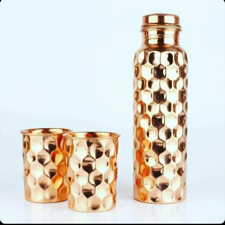Embossed Copper Bottle Set for Stylish and Functional Living