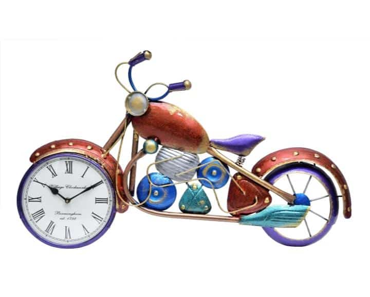 PC Home Decor | Metal Bike Wall Clock , Red